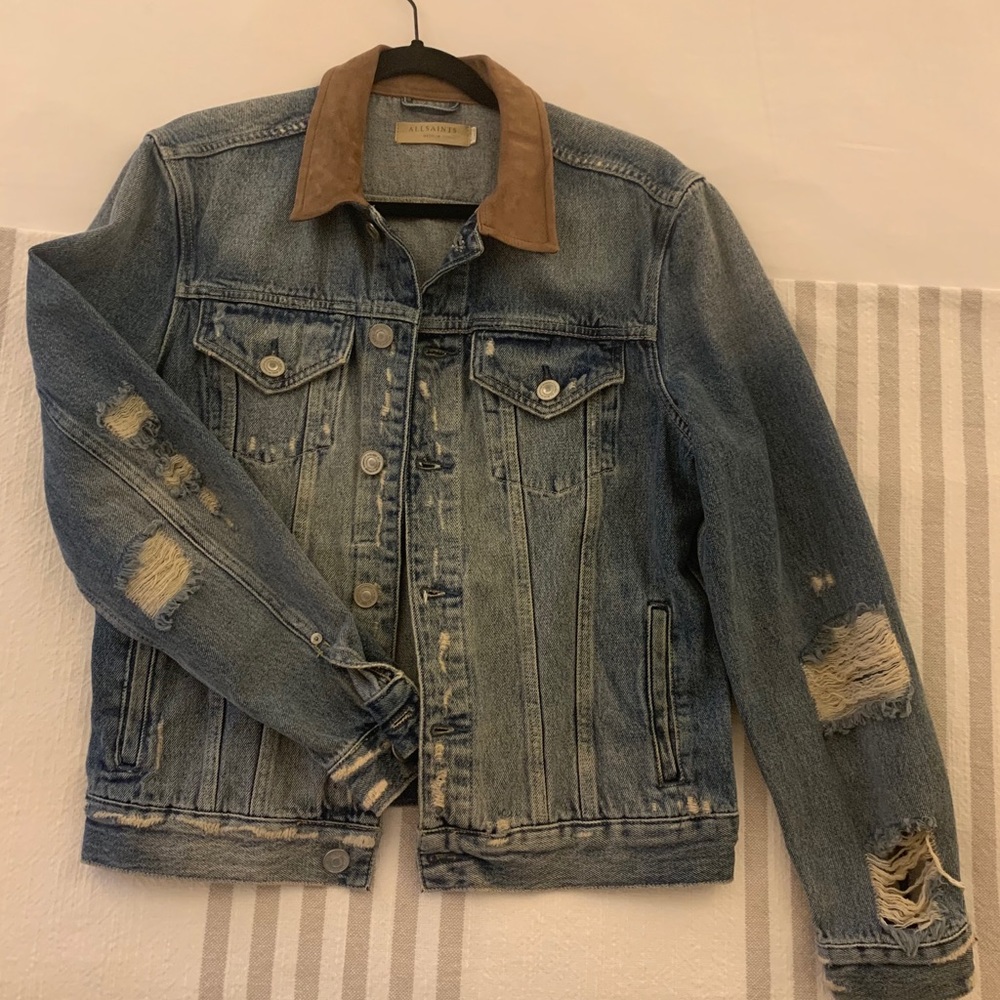 Men’s AllSaints distressed denim jacket